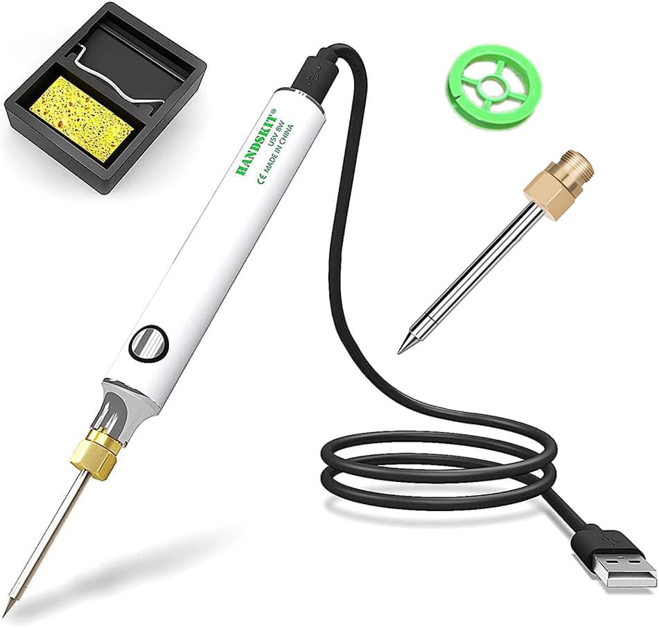 BYKVORL Soldering Iron Kit, 8W Soldering Iron Welding Tools with Adjustable Temperature 300-450°C Soldering Kit with with USB power cable,Solder Stand, Solder Wire