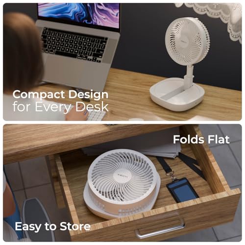 Image of Xech Rechargeable Table Fan with Adjustable Height USB-C Charging Stand & Floor Fans 200mm Aerodynamic Blades Mini Fan Desk Kitchen Bedroom Summer Gadget (Air Storm 2)