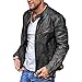 Produktbild SUCCESS Herren Motorradjacke Lederjacken Mit Reißverschluss Männer PU-Leder Jugend Stehkragen Punk Motorrad Bikerjacke Vintage Casual Herrenjacke Freizeitjacke Outwear üBergangsjacke S-5XL