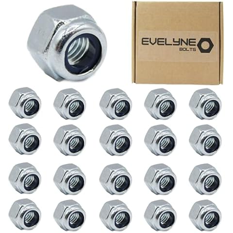 M5 Nyloc Steel Nuts, 5mm Self Locking Nuts with Nylon Inserts (20 Pack) Evelyne Cover