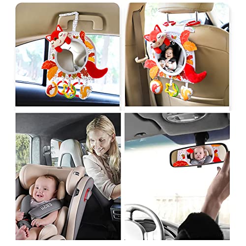 Image of Caterbee Baby Activity Hanging Toy with in-Sight Car Mirror for car seat, Stroller, Crib and Tummy time (Fox)
