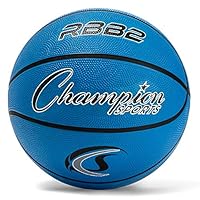 Champion Sports Rubber Junior Basketball, Heavy Duty Pro Style Basketballs Premium Basketball Equipment, Indoor Outdoor - Physical Education Supplies (Size 5, Blue)