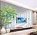Produktbild WEMUR Photo Wallpaper 3D Stereo Blue Sky Green Tree Space Expansion Mural Wallpaper Living Room TV Sofa Background Wall Paper For Wall,300x210 cm (118.1 by 82.7 in)