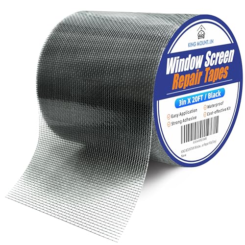 KING MOUNTAIN Black Window Screen Repair Tape 3inX20FT