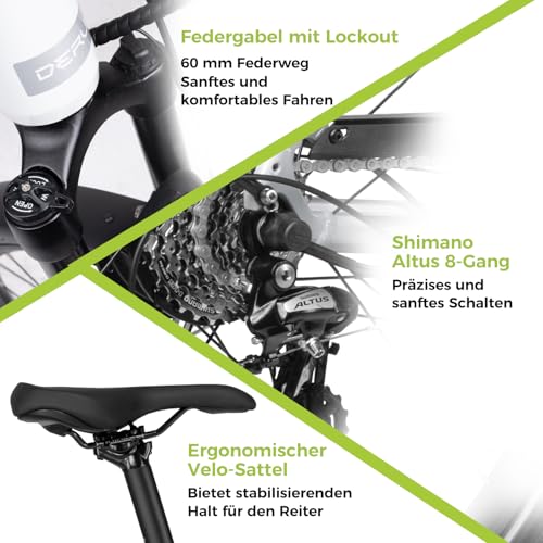 DERUIZ Quartz 28 Zoll E-Bike Damen & Herren, Elektrofahrrad City & Trekking, 48V Akku, bis 161 km Reichweite, 8-Gang-Schaltung, 55 Nm Drehmoment, App-Steuerung, hydraulische Scheibenbremsen – Bild 6