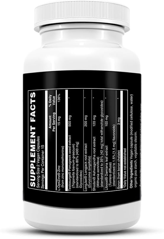 Testosterone Supplement for Men – Advanced Testosterone Booster with Fenugreek & Ashwagandha - Workout, Muscle Builder, Strength, Energy, Performance – Vegan, 30 Capsules - Image 2
