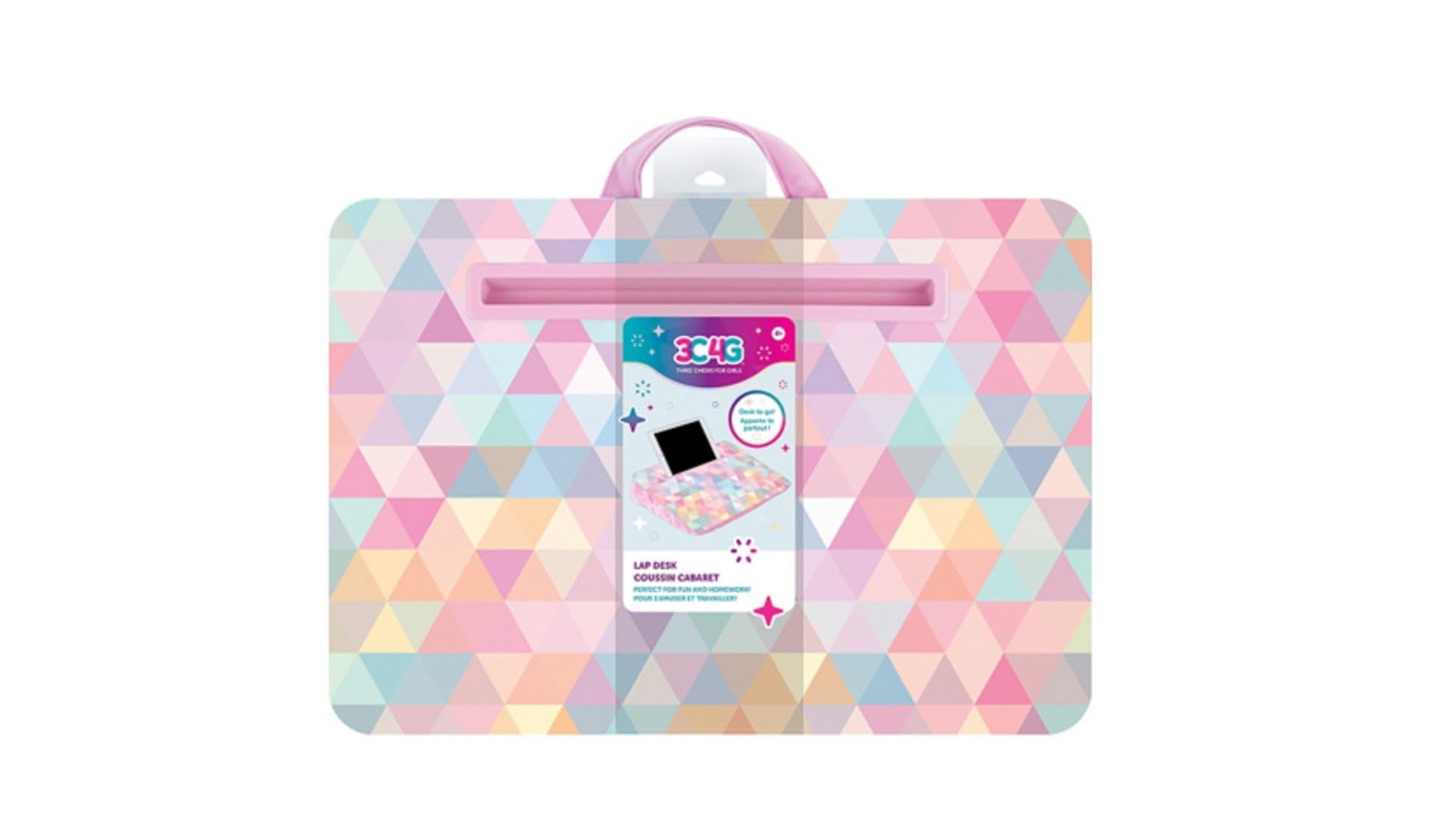 3C4G THREE CHEERS FOR GIRLS Triangle Faux Fur Lap Desk - Portable Lap Pillow Desk Kids with Media Slot - 12” x 16.9” Lap Desk Laptop, Tablets, & Notebooks by Make It Real