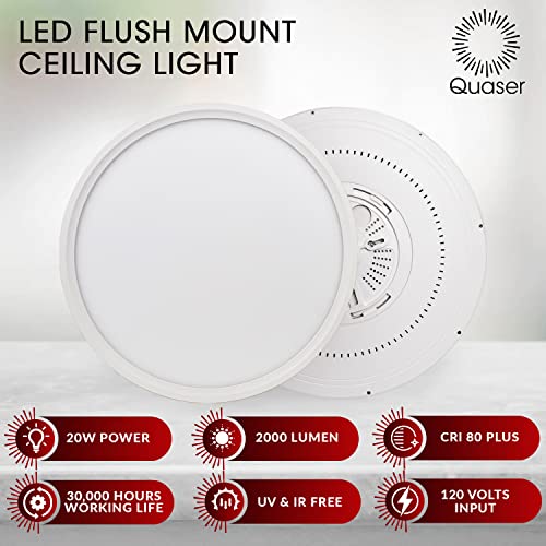Quaser 4-Pack Led Flush Mount Ceiling Light Fixture, 12Inch With 5 Different Color Temperatures Low-Profile Round Led Light 20W 2000 Lumen 120 Volt, Light Fixture For Hallway, Bedroom-White #TOP1