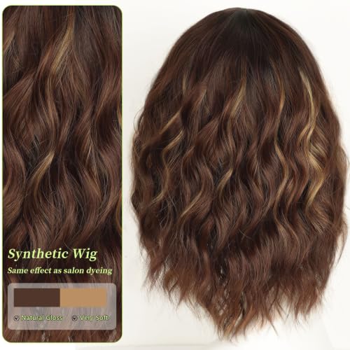 Image of AISI HAIR Bob Curly Wig with Bangs Short Wavy Wigs for Women