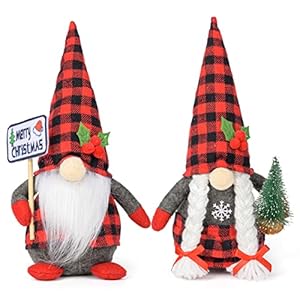 D-FantiX 2Pack Christmas Gnomes Plush with Christmas Sign and Xmas Tree, Handmade Swedish Tomte Santa Scandinavian Figurine Nordic Plush Elf Doll Gnome Christmas Decorations Ornaments Home Decor