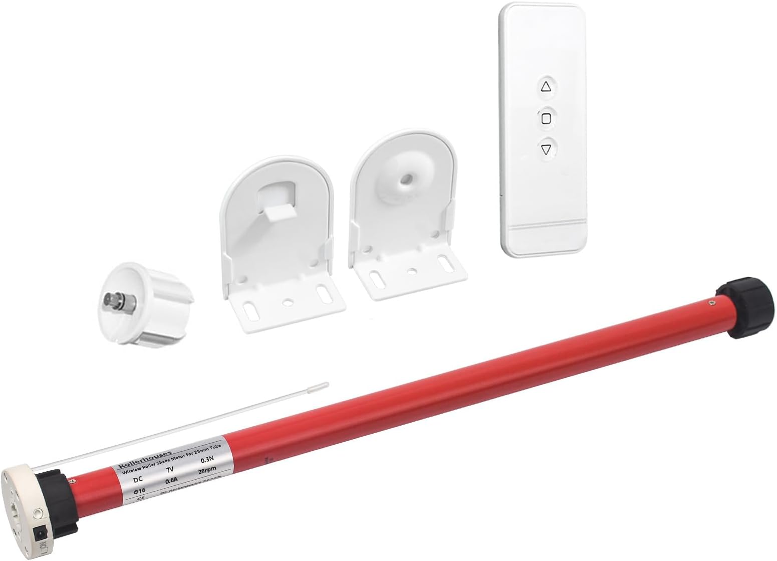 Rollerhouse 1-1/8" (28mm) Battery Powered Motor Kit with Remote Control and Charger Electric Motor DIY Motorized Tube for Window Blinds