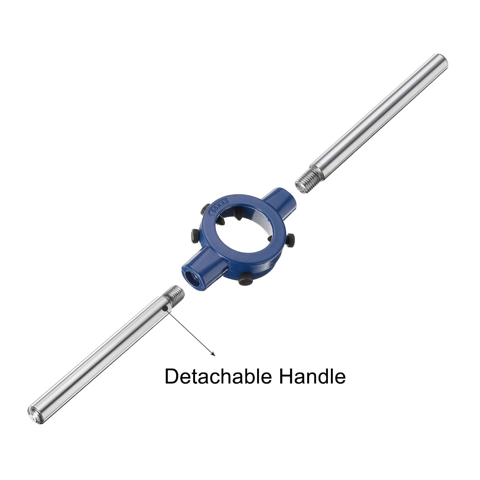 QUARKZMAN Matrici Filettature per Tubi 55mm (2,17") Supporto Maniglia Chiave Filettatura Regolabile Strumenti per Riparazione Bullone (Matrici Metriche M22-M24 / Matrici Od 55mm)