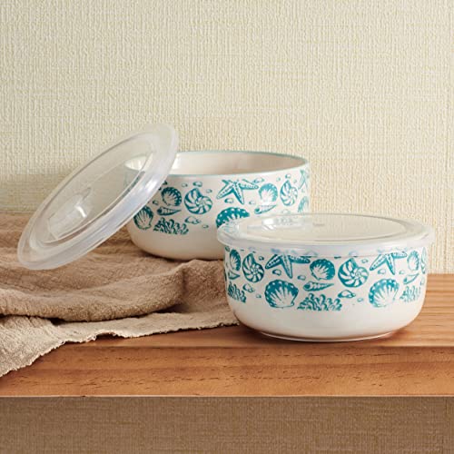 Pfaltzgraff Venice Storage Bowls, 6 Inch, Teal And White #TOP2