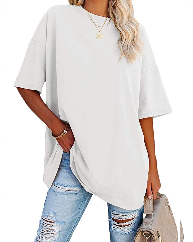 Ebifin Damen Oversize T Shirt Rundhals Kurzärmeliges Tops Casual Lockere Basic Sommer Tee Shirts Bluse.