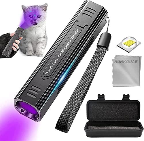 Wood’s Lamp pet cat, dog Wood’s Black light Flashlight cat Ringworm Detector,Doctor Pet Urine Detector,for Analyzing Skin Dog Cat Care Bed Bug Inspect.