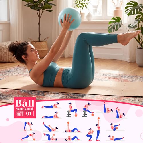 Image of Aoriher 10 Pack 9 Inch Small Pilates Ball Bulk Mini Exercise Ball Portable Non-Slip Workout Yoga Balls with Air Pump for Stability, Barre, Fitness, Balance, Physical &Core, Gym Home Office Use