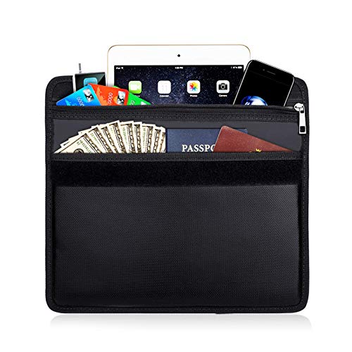 ENGPOW Faraday Bag Fireproof Signal Blocking Bag Shielding Pouch Wallet Case for Cell Phone Privacy Protection Car Key FOB iPad Credit Cards Anti-tracking Anti-spying Fire-Water Resistant(11.8' x7.8')