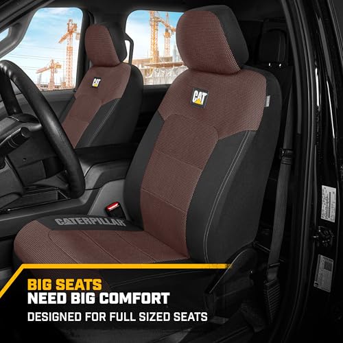 Image of CAT MeshFlex Universal Front Seat Covers for Trucks, Cars, & SUV - Brown | Airbag Compatible Interior Protection for Trucks, Suv, and Cars - (2) Front Seat Protectors Automotive and Truck Accessories