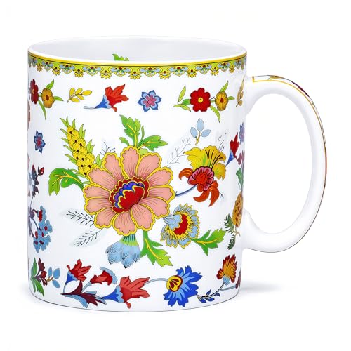 Taza de café de porcelana con diseño floral 12 oz miniatura 1