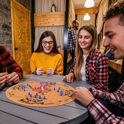 Juego de Mesa Hnefatafl Set Vikingo con Tablero de Cuero miniatura 6