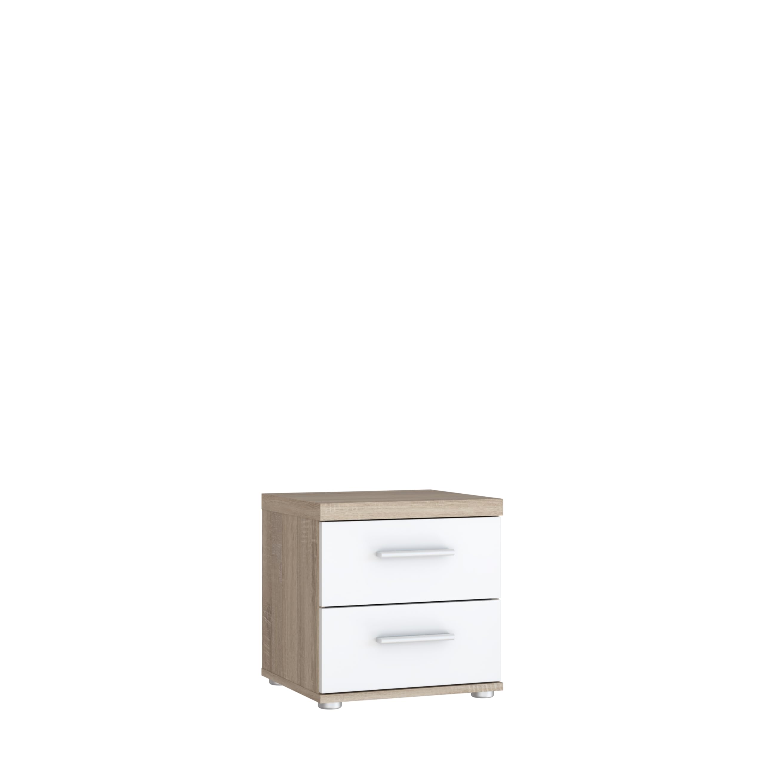 FORTE Winnie Nachttisch mit 2 Schubladen, Holzwerkstoff, Sonoma Eiche / Weiß, B x H x T: 37,6 x 38,6 x 34,7 cm