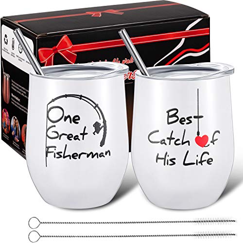 2 Pieces One Great Fisherman, Best Catch of His Life Couple Tumbler Set