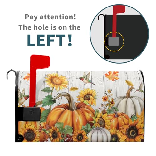 Image of Fall Mailbox Covers Magnetic Large Size 25.5 inchx21 inch Autumn Sunflower Pumpkins Mailbox Wraps Fall Magnetic Mail Box Cover Outdoor Decorations Post Letter Box Cover for Home Yard Garden