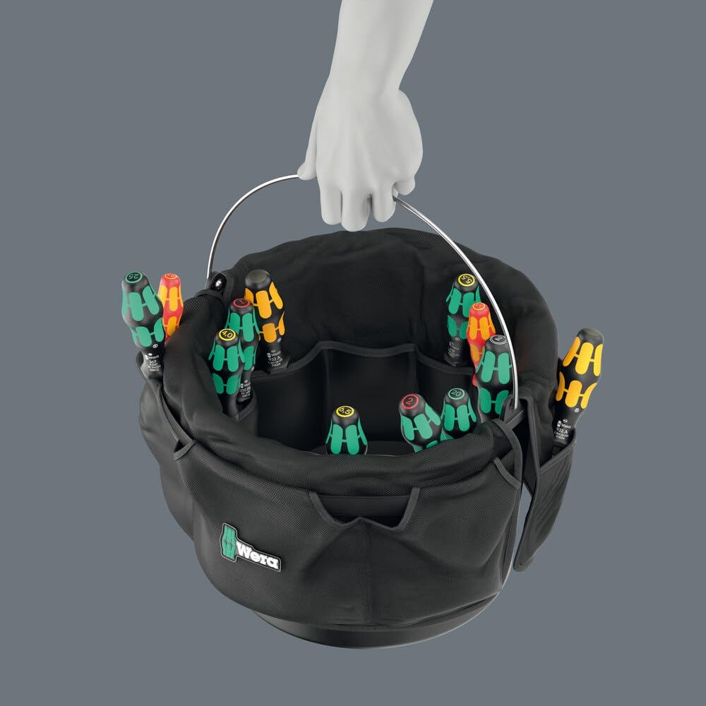 Wera 9559 Range-outils textile pour seau et jeu de tournevis 1, 13 pièces