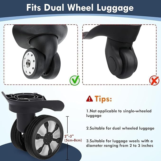 DOSOFY Luggage Wheel Silicone Protector Cover 08-PCS Trolley Wheel Cover Silicone Shock Absorption Wheel Cover for Trolley Bag Suitcase Wheel Cover Silicone Spinner Wheel Bag/Chair (08) Black. 2