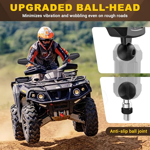 Image of BUMBEE Upgraded Adventure Motorcycle Mirrors 360 Degrees Adjustable, Foldable Convex Side Rearview Mirrors No Vibration & Wobble With M8 M10 Screws and 7 /8 inch Handlebar Mount for ATV Scooter Dirt Bike
