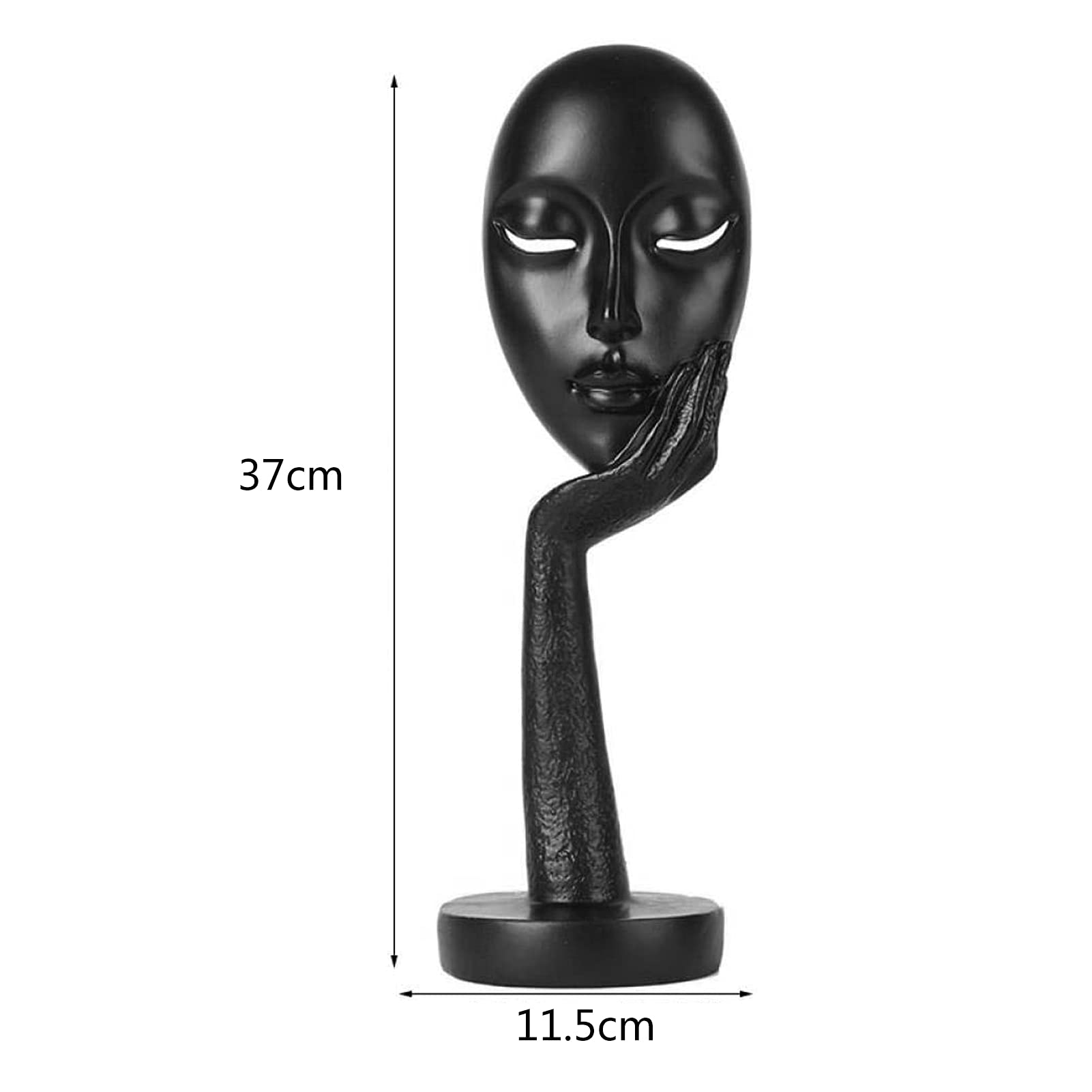 Escultura de joyas de resina, diseño de máscara nórdica, arte abstracto, joyas creativas, decoración de la casa, oficina, escultura, regalo (negro)