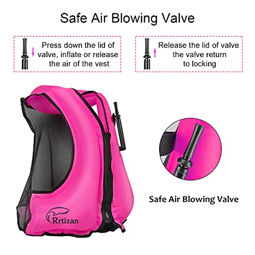Rrtizan Inflatable Snorkel Vest for Adult, Travel Snorkeling Vest for Swimming, Snorkeling, Paddleboarding, Swim Vest Adult Suitable for 90-220lbs