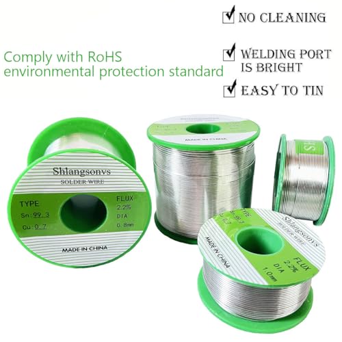 Image of Lead Free Solder Wire Sn99.3 Cu0.7 Tin Wire Rosin Core Flux Content 2.2% Flow Well Electronics Soldering Wire (500g /1.1lb, Wire gauge 0.8mm /0.031in)