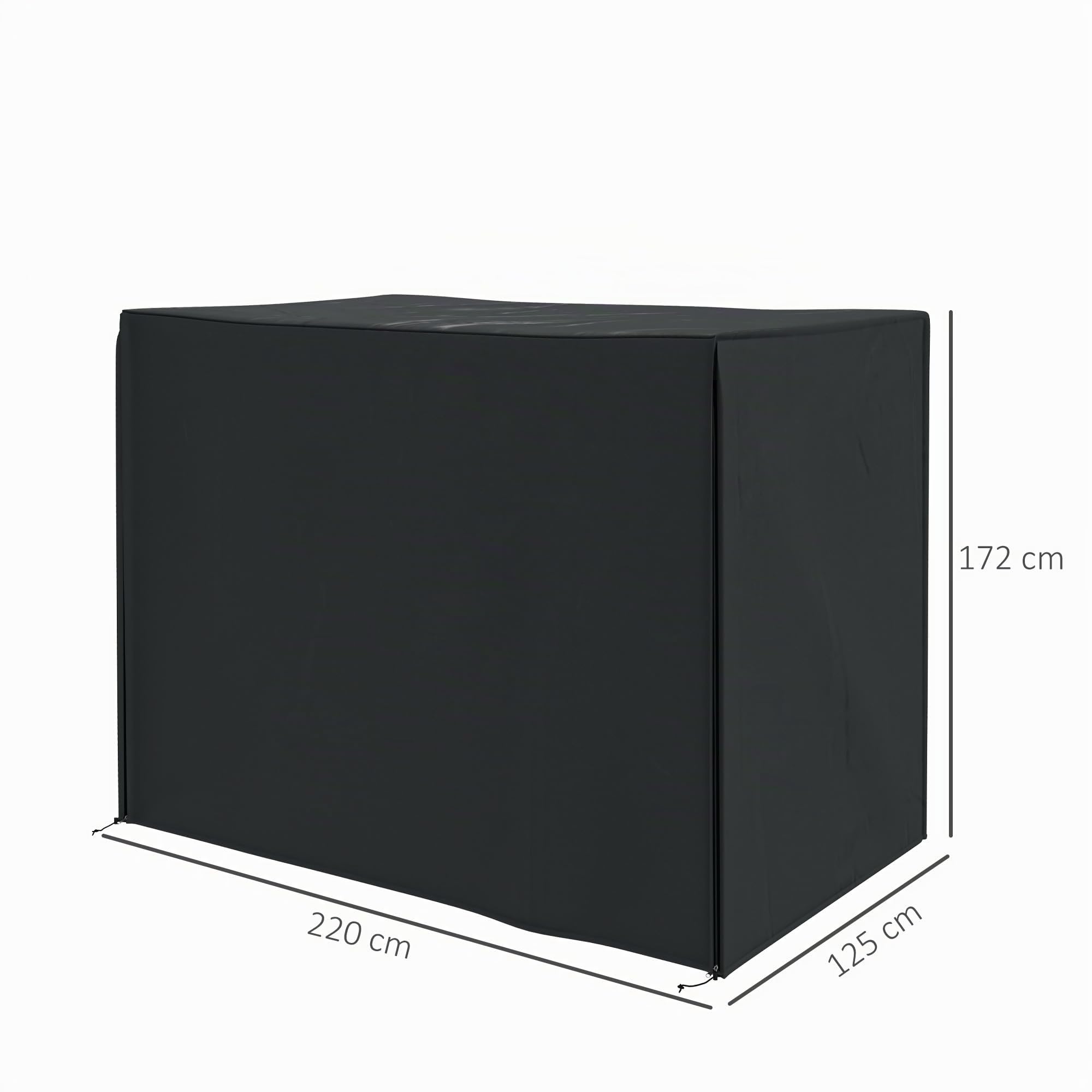 Outsunny Housse de Protection Balancelle 3 Places 2,20 x 1,25 x 1,72 m Noir | Bâche Étanche Et Anti-UV 420D, Fermeture Éclair, PE