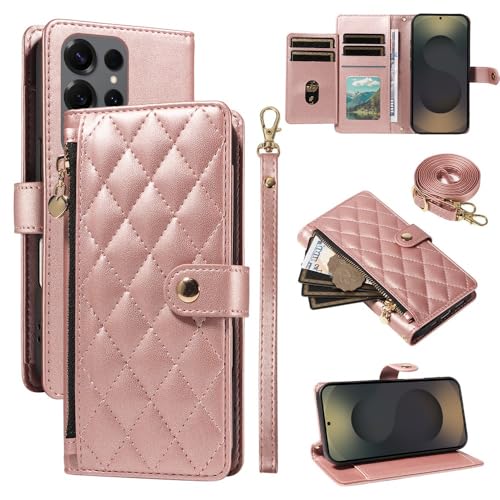 Housse Galaxy Note 20 cuir portefeuille or rose à fermeture - 2