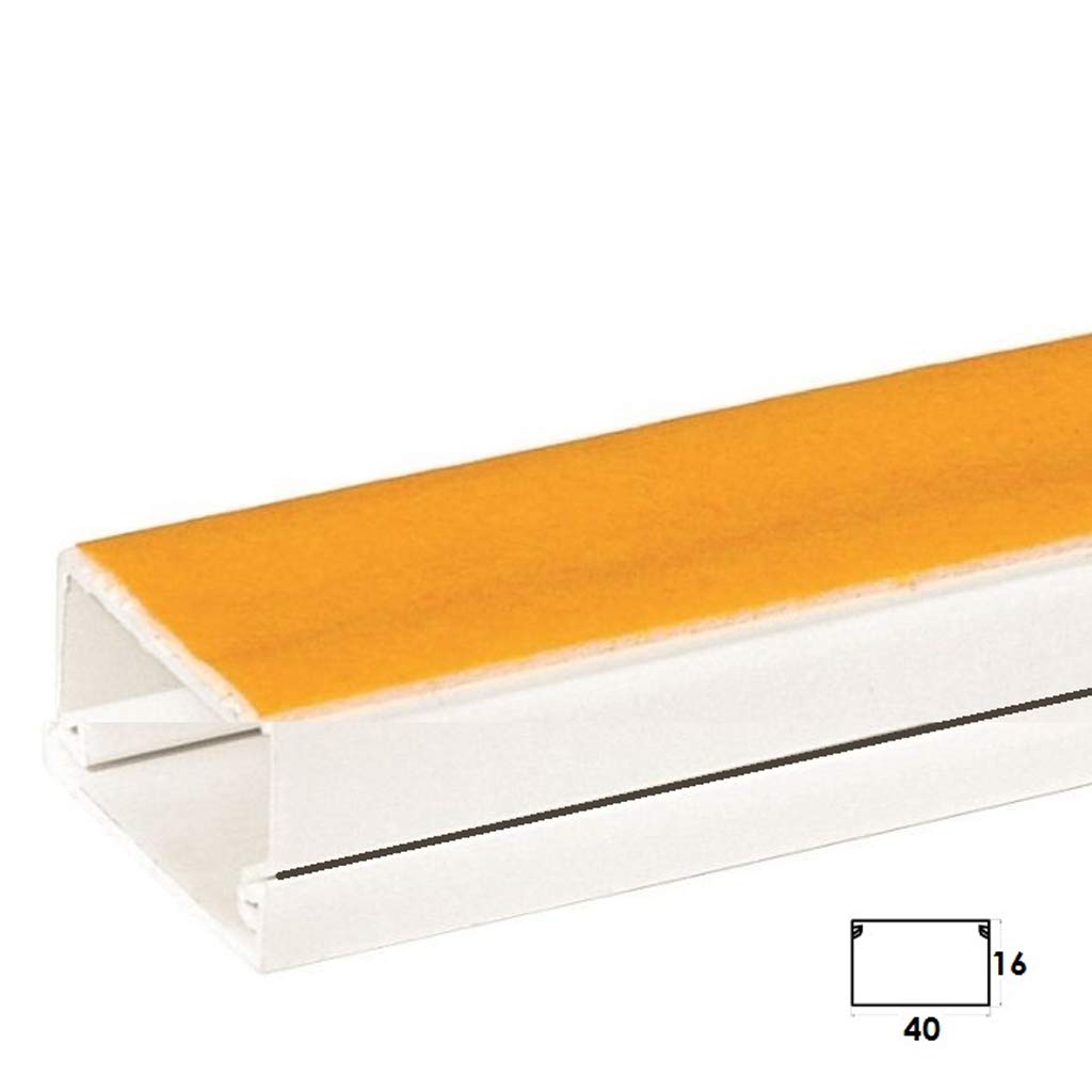 ENVA® Elektrischer Kabelkanal, weiß, selbstklebend, lackierbar, PVC, Kabelkanal, Kabelkanal, Kunststoff, Mini-Kofferraum (2, 40 x 16 mm)