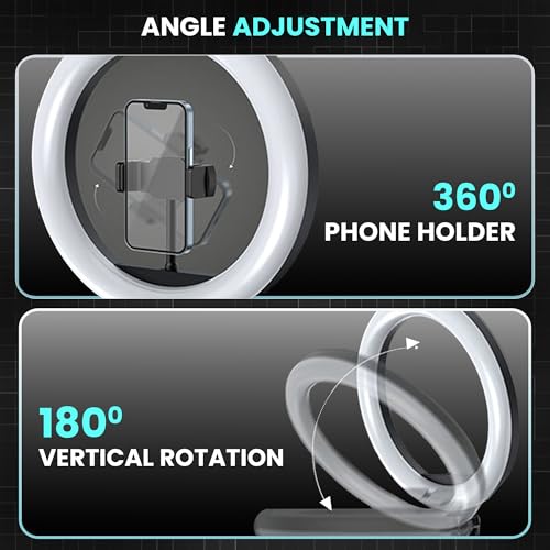 Image of Kratos K21, 12 Inches Ring Light with Stand, 85 Inch Foldable Tripod, 3 Colour Switch Mode, Ring Light with USB for Studio, YouTube, Video Shoot Live Stream Makeup Compatible with iPhone, Smartphone