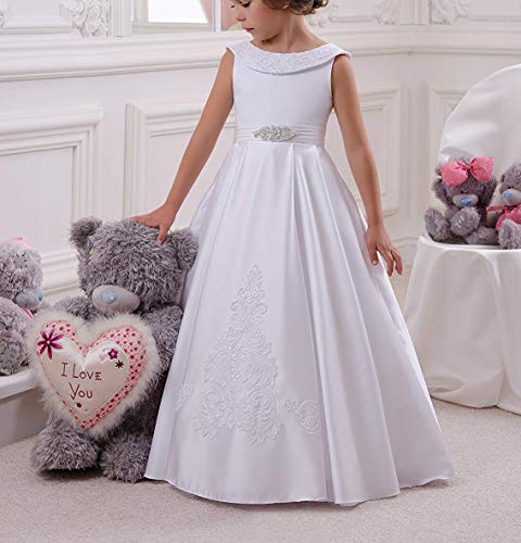 Adela Lace Appliques Flower Girl Dresses for Wedding Long Sleeves Girls First Communion Pageant Party Gowns AR0532