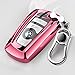 Price comparison product image Tpu Silicone Full Protective Car Key Fob Cover for BMW3 Buttons Remote Control Smart Key Case with Leather Keychain, Compatible with BMW 1/3/4/5/6/7 Series and X3/X4/M5/M6/GT3/GT5,etc.-Pink