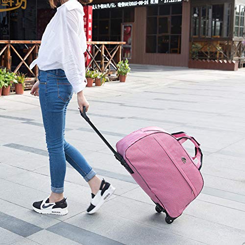 Boshen 24 Inch Travel Rolling Duffle Bag Waterproof Trolley Bag Versatile Carry-On Luggage Weekender Bag (Red White Stripe)