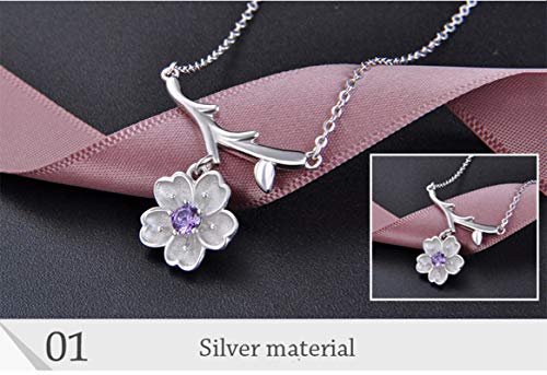 Bijoux en argent 925 véritable collier cerisier finement ciselé - 5
