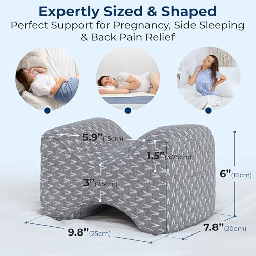 Image of 5 STARS UNITED Knee Pillow for Side Sleepers - Hip Pain Relief, Memory Foam Leg Cushion for Side Sleeping - Between Legs Pillow for Sciatica & Lower Back Pain, Gray (Pack of 2)
