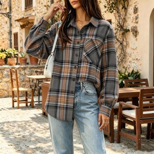 Plaid Jackets for Women Gingham Button Down Casual Lightweight Shirt - image 4