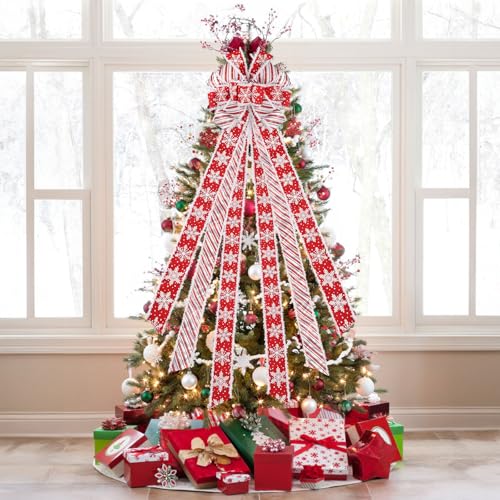 NT-NIETING-Valentines-Snowflake-Tree-Topper-Wreath-Bow-Large-Christmas-Bow-Tree-Toppers-Red-White-Stripe-Bow-for-Xmas-Ornament-Holiday-Home-Wedding-Thanksgiving-IndoorOutdoor-Decoration-52×13 NT NIETING Valentines Snowflake Tree Topper Wreath Bow Large Christmas Bow Tree Toppers Red White Stripe Bow for Xmas Ornament Holiday Home Wedding Thanksgiving IndoorOutdoor Decoration 52×13