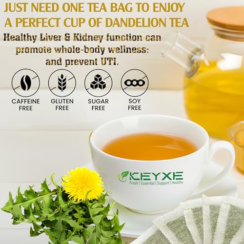 Image of USDA Organic Dandelion Root Tea Bags, Roasted Coffee Substitute & Liver Kidney Cleanse Tea, Digestion & Bloating Relief Support, 100% Pure Dandelion Root, Non-GMO, Caffeine Free, 50 teabags Eco-Conscious Corn Fiber