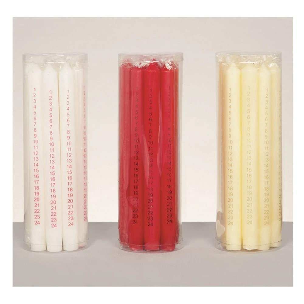 Premier Christmas Advent Candle, Optional of Cream, Red and White, 25cm