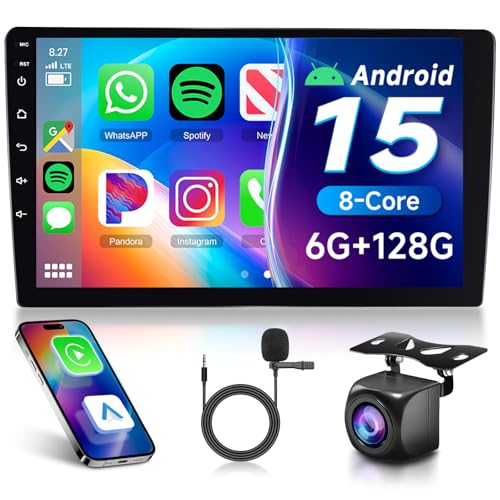 6G+128G 8-Core Android Car Stereo Double Din 10.1 inch Wireless Carplay IPS Touchscreen Car Radio Android Auto Screen with GPS Navi Bluetooth DSP, Mirror Link, WiFi, FM RDS, Backup Camera SWC Driauto