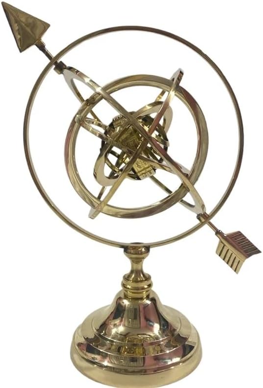 Brass Armillary Sphere Globe with Arrow, Nautical Maritime Astrolabe Globe, Home & Office Table Décor