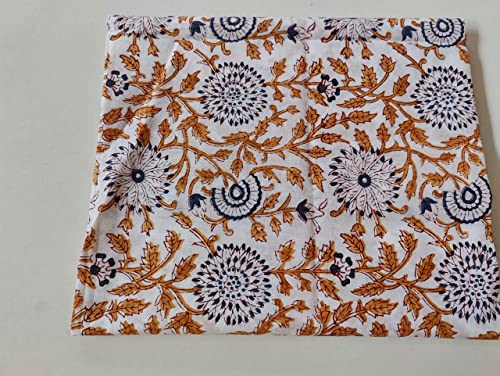 Image of Floral Printed Cotton Fabric Cloth Hand Block Print Fabric Women Material Running Jaipuri Hand Block Printed Women Dress Material Kurtis Natural 44 inch Inches Width 2.5 Meter (Pattern 27)