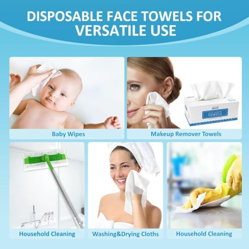 Image of HOMEXCEL Face Towels, Disposable Face Towelette Ultra Soft & Absorbent